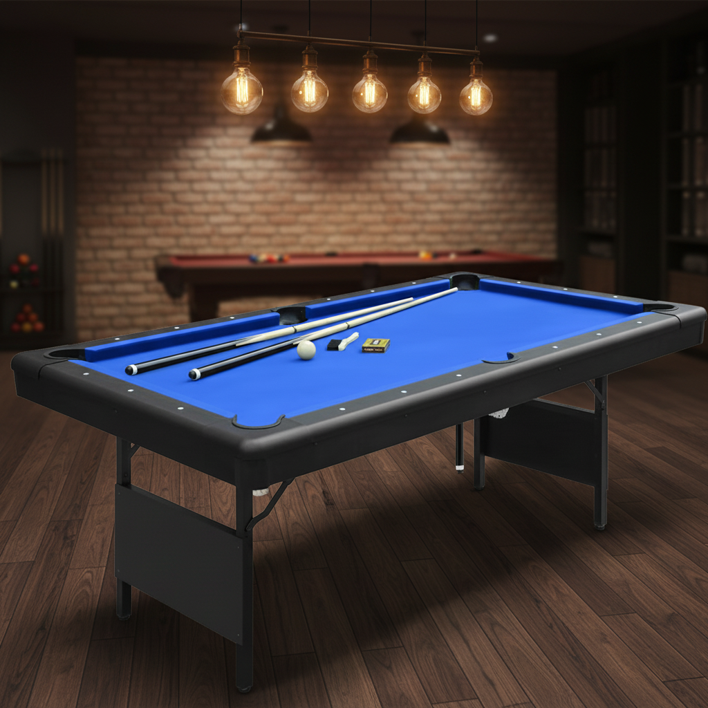 76'' Portable and Foldable Pool Table with Accessory Kit (Blue)