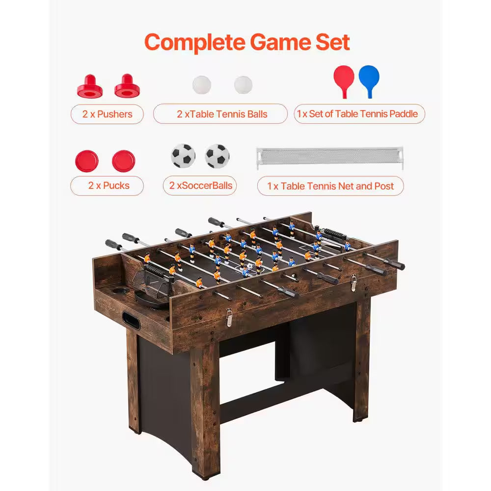 3-In-1 Combo Game Table Set, 54 In. Air Hockey Table, Multi Combination Table with Air Hockey, Ping Pong, Foosball