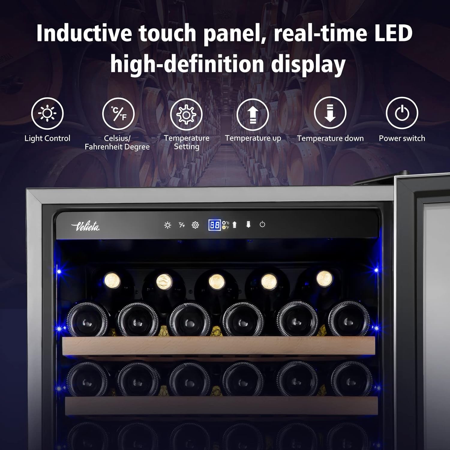 24 Inch Wine Cooler Refrigerator, 179 Bottles Professional Wine Cellars with Powerful Compressor,Quiet Operation and Elegant Design for the Wine Lovers